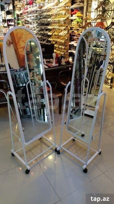 куханная мебель: Təkərli stend güzgü - Uzun, oval formalı döşəmə güzgüsü - Metal — 1