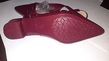 женские туфли с открытой пяткой: Qadın ayaqqabısı –qara və qırmızı rəng, parlaq lak örtüklü, sivri — 3