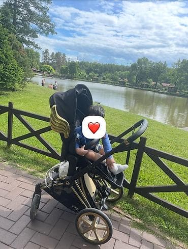 cybex uşaq arabası: Satilir. Kolyaska qenedli qara (qenedinin biri qirilib) ve ayrica ustu — 4