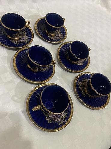 cofee: Qəhvə dəsti, rəng - Göy, Keramika, 6 nəfərlik — 2