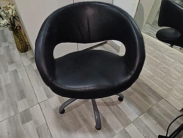 goran mebel: Dairəvi formalı salon/ofis kreslosu - Material: qara süni dəridən — 1