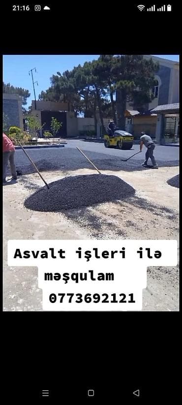 formagel nece edilir: Xidmət: Asfalt işləri Təsvir: - Hər növ asfaltlanma işləri: həyət və — 9