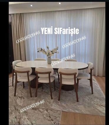 oturacaq dəstləri: Qonaq otağı üçün, Yeni, Açılan, Dördbucaq masa, 6 stul — 9