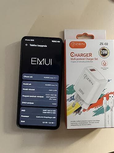 1 tr harddisk: Huawei nova 11i, 128 GB, rəng - Mavi, Barmaq izi, Face ID — 4