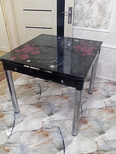 bağ ucun masa: Mətbəx masası, Transformer, Şüşə, Kvadrat masa — 3