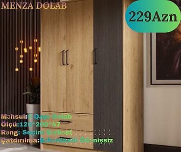 pulsuz dolab: Yeni, 3 qapılı, Siyirməli, Rəngli, Digər material, Açılan, Düz dolab — 1