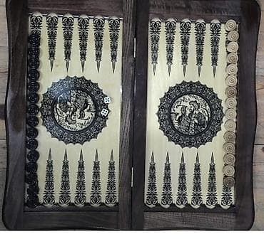 Taxta nərd-şahmat dəsti - İkiüzlü taxta oyun dəsti: iç tərəfi klassik