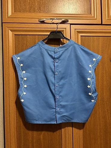 desd paltarlar: Milli naxışlı iki hissəli dəst - Rəng: göy, üzərində ağ ornamental — 2