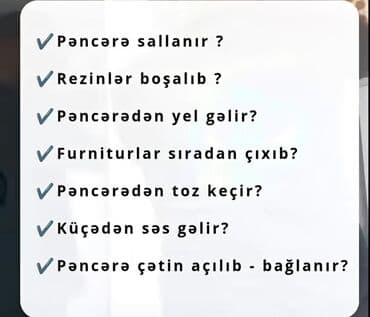 Другие стройуслуги: Xidmət: Plastik/alüminium pəncərələrin sazlanması və təmiri — 1