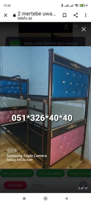 tek çarpayı: Oğlan və qız üçün, Yeni, Çarpayı, Matrassız, Siyirməsiz — 7