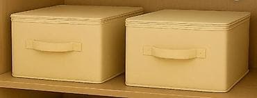 Saxlama qutuları – 2 ədəd, bej rəng - Forma: kvadrat, sərt divarlı -