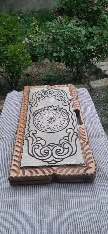 купить стол для бильярда: Taxta nəqşli nərd taxtası - Material: taxta və qoz agaci (əl oyma — 7