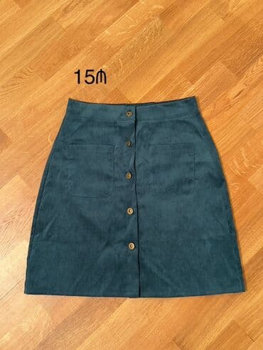 юбки солнце клеш: Мини Юбка, Джинс, M — 3