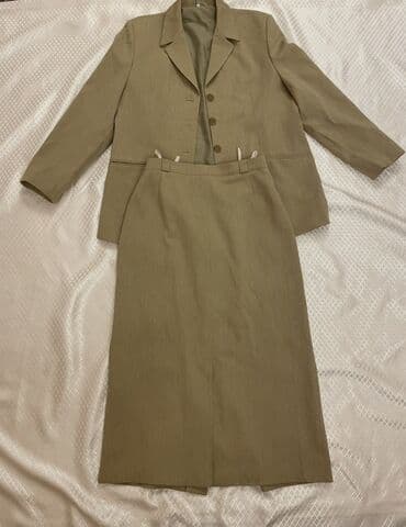 klassik qadın geyimləri: Qadın dəst – pencək və ətək - Rəng: zeytun/əsgər yaşılı - İki hissədən — 2