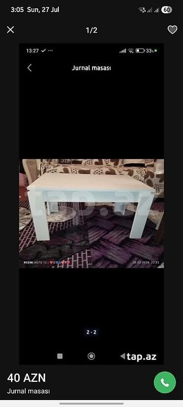 Jurnal masası, Açılmayan, Dördbucaq masa