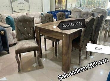 tort m: Qonaq otağı üçün, Yeni, Açılmayan, Dördbucaq masa, 6 stul — 6