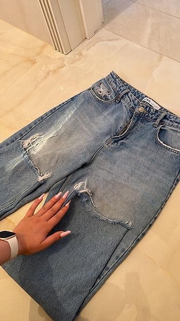 zara rsd: Zara markalı qadın cins şalvar - Model: Açıq-mavi, “mom/straight” — 1