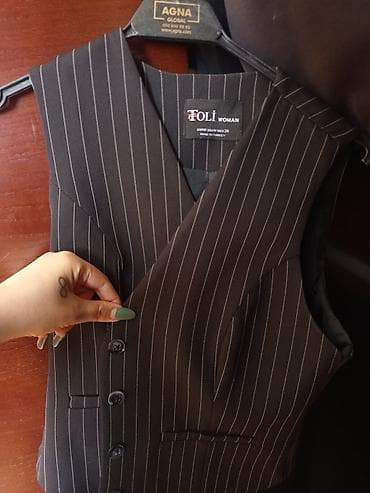 kəməri: FOLI Woman qadın jileti - Rəng: qara, nazik ağ zolaqlı (pinstripe) - — 2