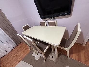 stul alıram: Qonaq otağı üçün, Açılmayan, Dördbucaq masa, 6 stul — 3