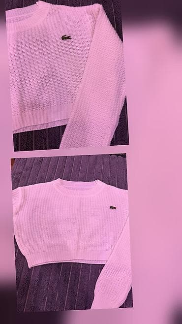 triko: Lacoste qısa sviter - Rəng: açıq çəhrayı - Model: cropped (qısa — 1