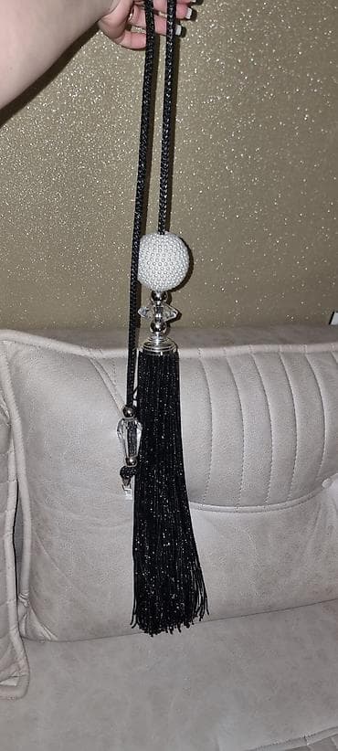 bos salvar modelleri: TƏZƏDİR Pərdə bağlama dekoru – püsküllü - Rəng: qara (parıltılı — 1