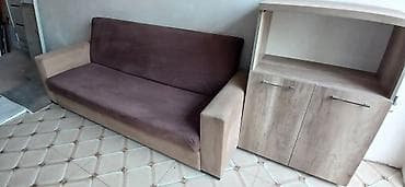 Ev üçün mebel: - İki hissəli dəst: yumşaq divan və açıq rəfli iki qapılı şkaf - — 1