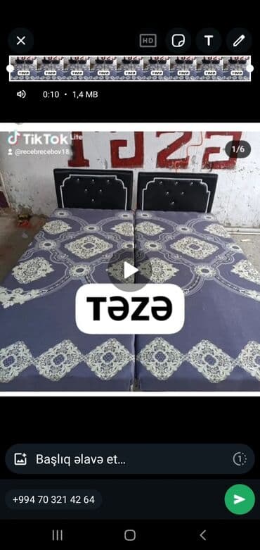 Məişət məhsulları: Yeni, Təknəfərlik çarpayı, Azərbaycan — 3