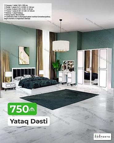 matras sumqayit: Yataq Dəsti – 750₼ Komplektə daxildir: - Çarpayı: 1 ədəd, 160 × 200 — 1