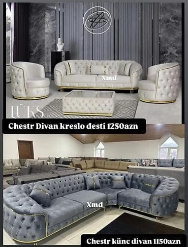 Lüks “Chester” üslublu yumşaq mebel Variantlar: - Chester divan + 2