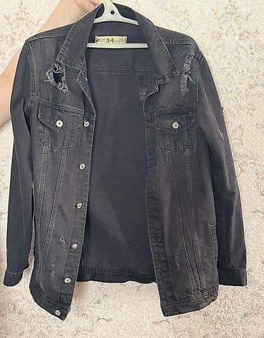 Qara cins pencəklər - Model: klassik denim gödəkcə, düyməli ön hissə — 1
