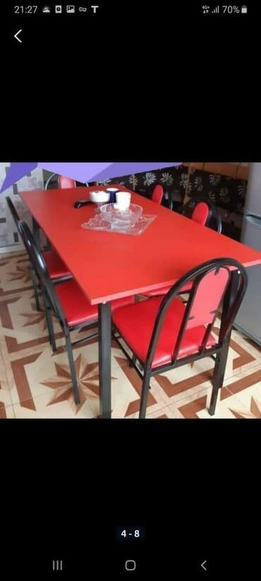 Masa və oturacaq dəstləri: Qonaq otağı üçün, Yeni, Açılan, Dördbucaq masa, 1 stul — 6