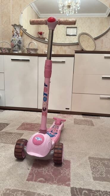 детский мотоцикл каталка: Uşaq skuterı – 3 təkərli, tənzimlənən sükanlı, çəhrayı Xüsusiyyətlər — 2