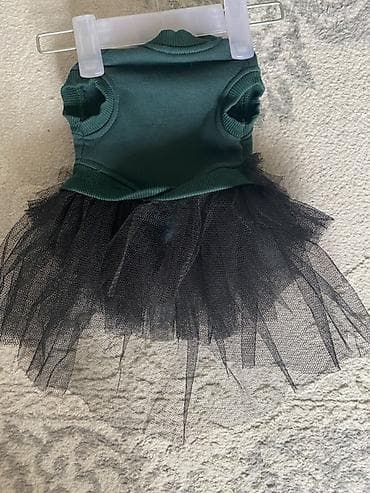 tula it: S ölcüdü Qara tüllü balaca paltar (it/geyim) - Model: qolsuz, beldən — 3