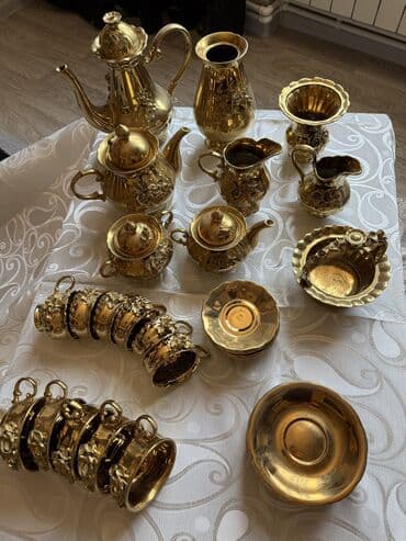 обеденный сервиз: Обеденный набор, цвет - Золотой, Фарфор, 11 персон, Чехия — 10