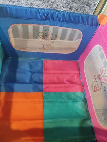 uwaq ucun mawin: Rəngarəng uşaq oyun maneci/taxta beşik tipli playpen - Brend: Tural — 2