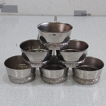 xurustal stekan: Stəkanlar, rəng - Gümüşü, 6 ədədli dəst, SSRİ — 6