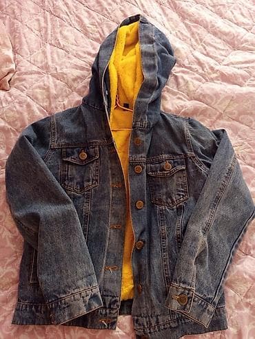 Kapüşonlu içi tüklü cins gödəkçə - Material: klassik mavi denim (üst