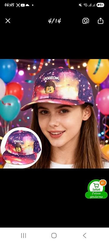 qadın paltarları: Roblox temalı papaqlar - Forma: Snapback tipli düz kənarlı kepka; — 6