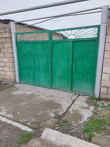 demir qapı modelleri: Dəmir Həyət darvazası, Yana açılan, Mexaniki, Qapı ilə, rəng - Yaşıl — 2