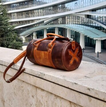 İdman çantası Təbii dəridən tamamilə əl işi olan idman çantası