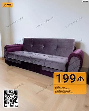Divan – La Mini - Ölçü: 210 sm - Mexanizm: açılan, bazalı (yataq
