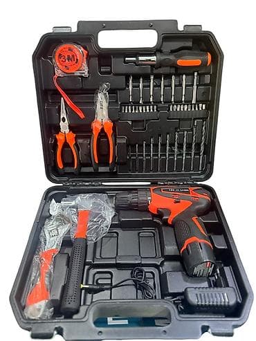 12V Li-ion akkumulyatorlu universal alət dəsti – sərt plastik çemodan