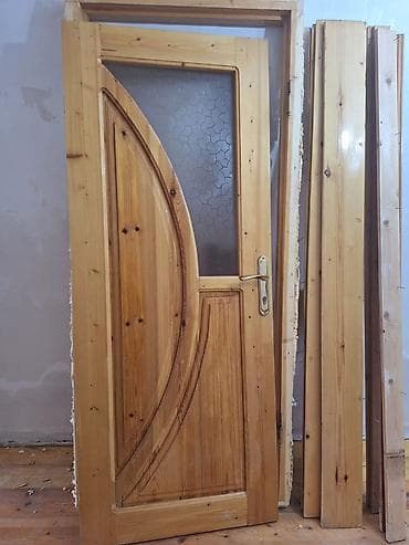 qapi ve pencere: Ağac otaq qapısı dəsti - Material: tam ağac (şam ağacı strukturu — 1