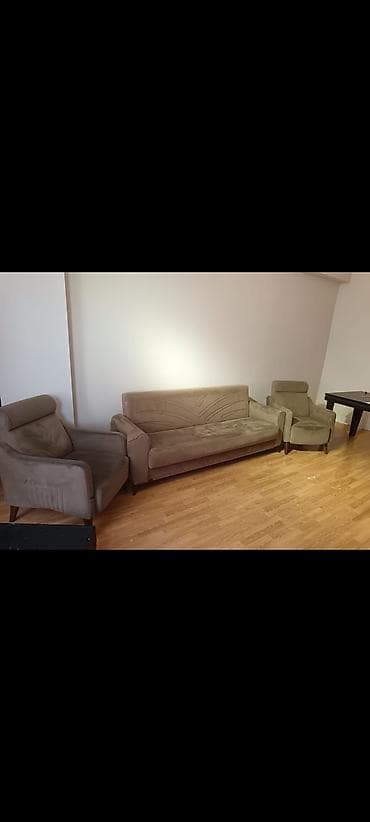 divan krislo: İşlənmiş, Divan, 2 kreslo, Bazalı, Açılan — 1