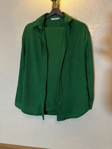 Qadın geyim dəsti – 4 model 1) Yaşıl dəst - Plisse fakturalı, yumşaq