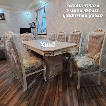 Klassik üslubda yemək otağı dəsti: - Düzbucaqlı masa – dekorativ oyma
