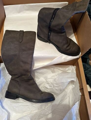 nabuk sapaskiler: Qadın uzun çəkmələri - Rəng: tünd boz/qrafit - Material: mat nubuk — 2