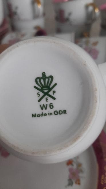 sud separatoru: Çay dəsti, rəng - Çəhrayı, Farfor, Almaniya — 1