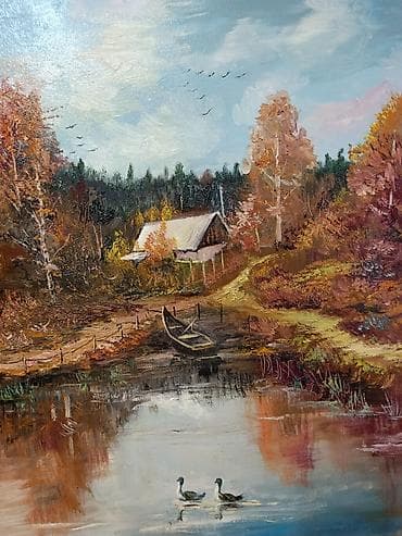 divan sekilleri: Məhsul: Orijinal yağlı boya tablo – “Payız kənd mənzərəsi”Əl işi — 2