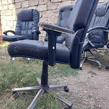 stul ofis: İşlənmiş, Təkərli, Qolları tənzimlənmir, Süni dəri — 10